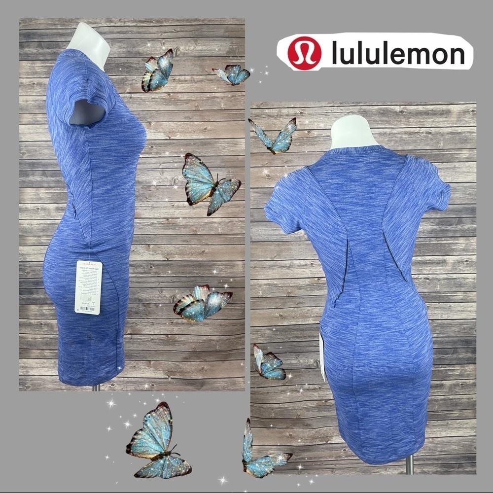 Lululemon Blue Body-con Short Sleeve Fitted Dress